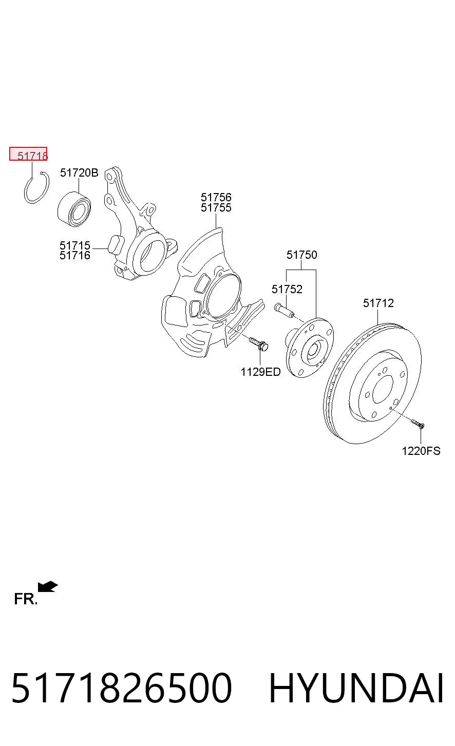 5171826500 Hyundai/Kia Pierścień zabezpieczający łożysko piasty przedniej