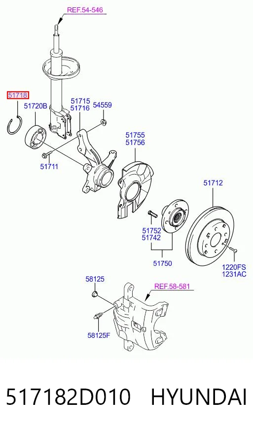 517182D010 Hyundai/Kia Łożysko piasty przedniej