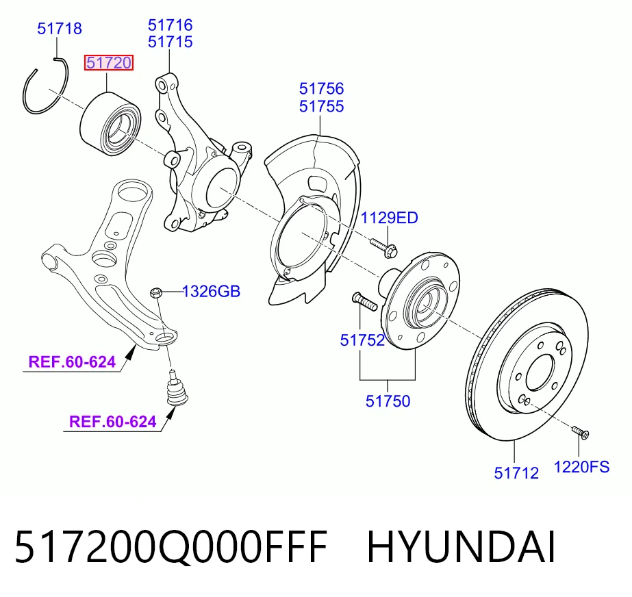 Łożysko piasty przedniej KIA Cerato III sedana (YD) (2012 - 2019) cena, od 25,72 USD