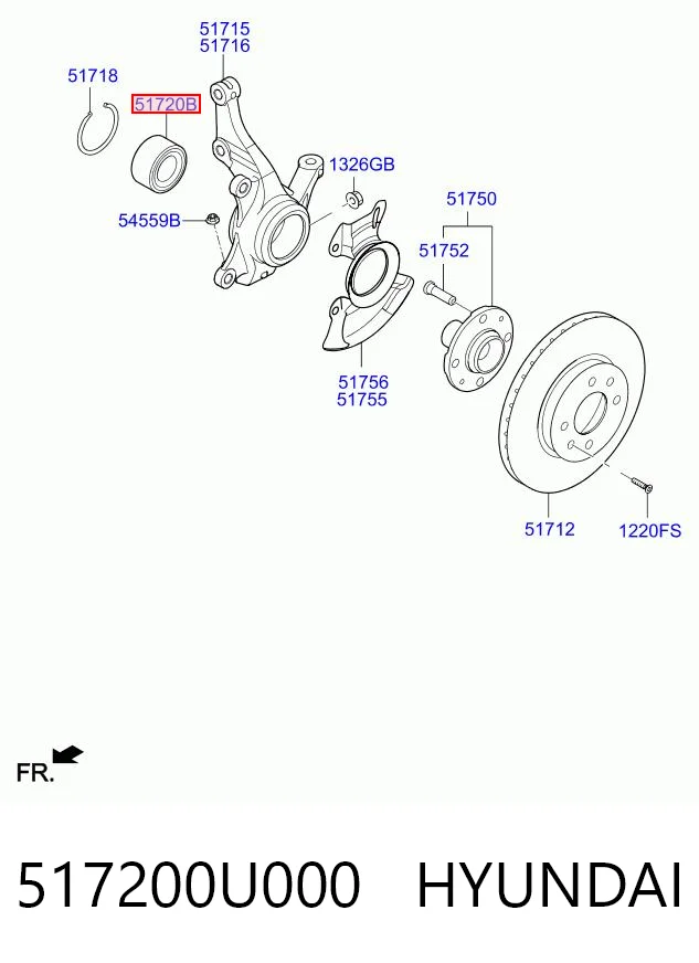 517200U000 Hyundai/Kia Łożysko piasty przedniej
