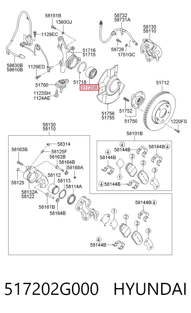 517202G000 Hyundai/Kia Łożysko piasty przedniej