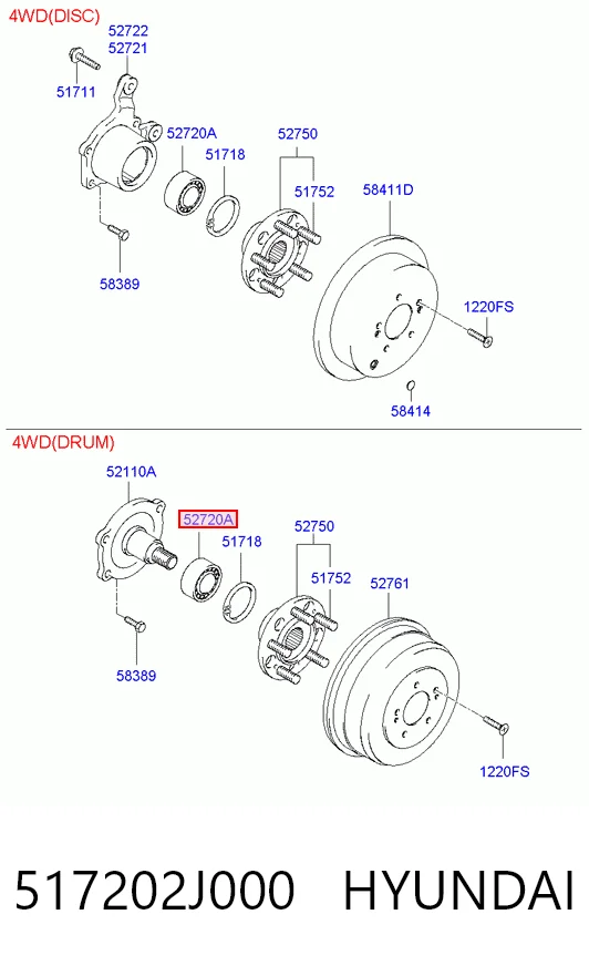 517202J000 Hyundai/Kia Lożysko piasty tylnej