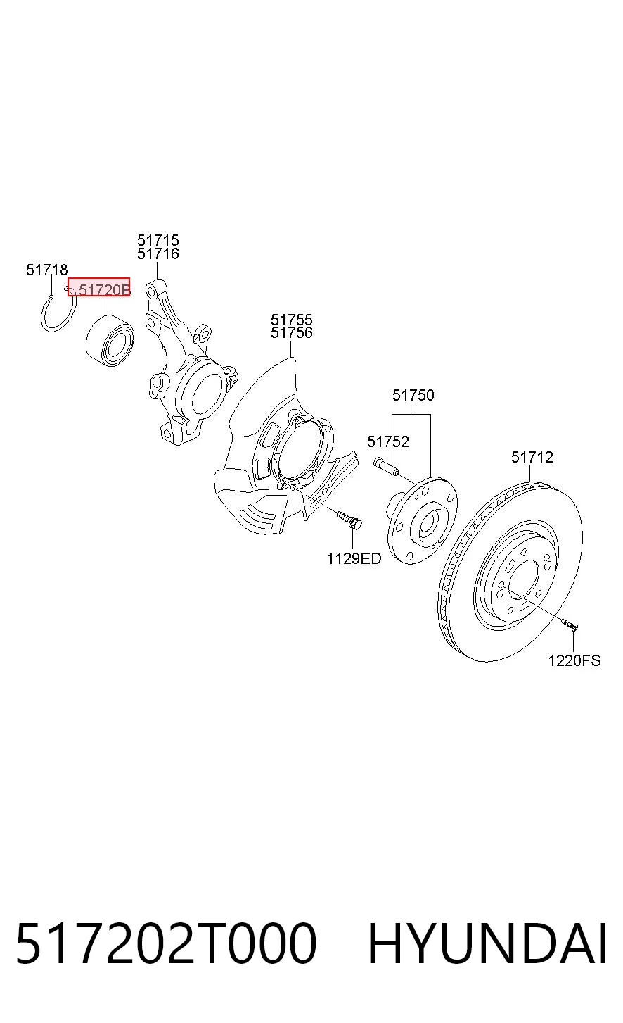 517202T000 Hyundai/Kia Łożysko piasty przedniej