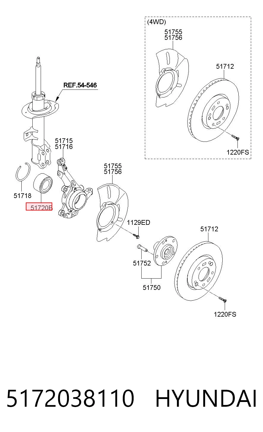5172038110 Hyundai/Kia Łożysko piasty przedniej