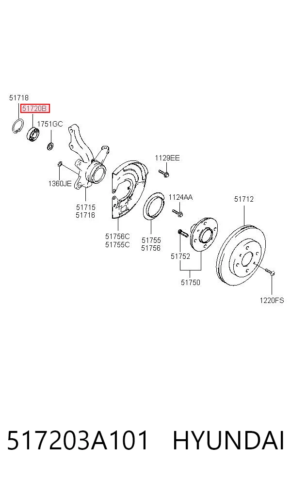 517203A101 Hyundai/Kia Łożysko piasty przedniej