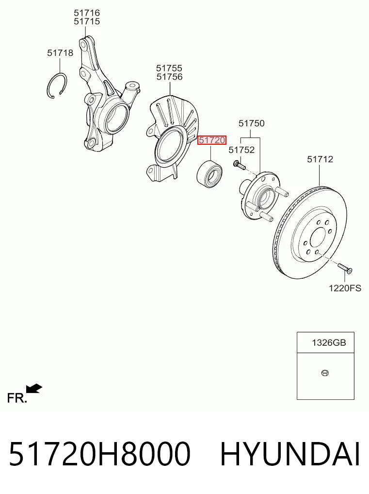 51720H8000 Hyundai/Kia Łożysko piasty przedniej