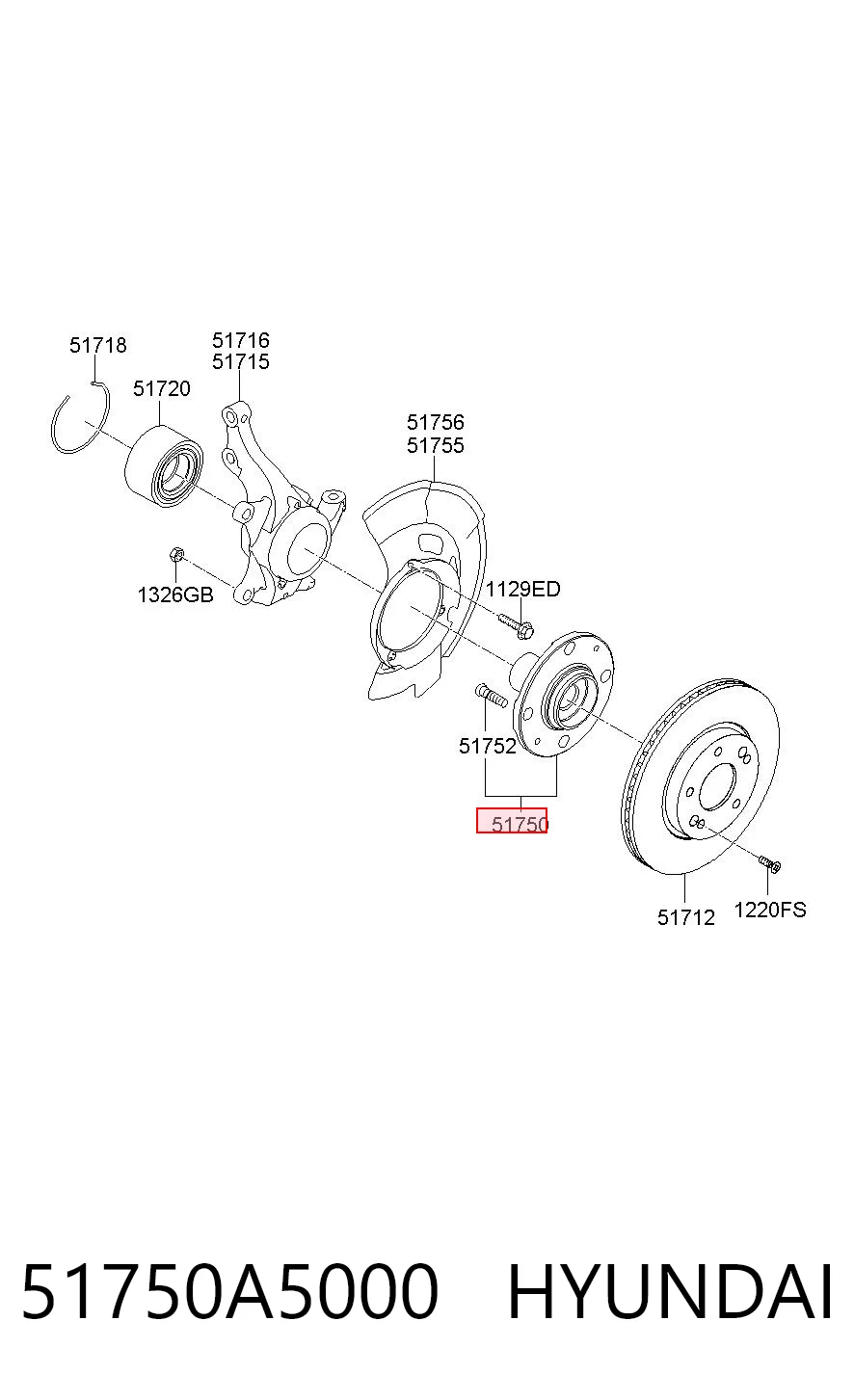 51750A5000 Hyundai/Kia Piasta przednia