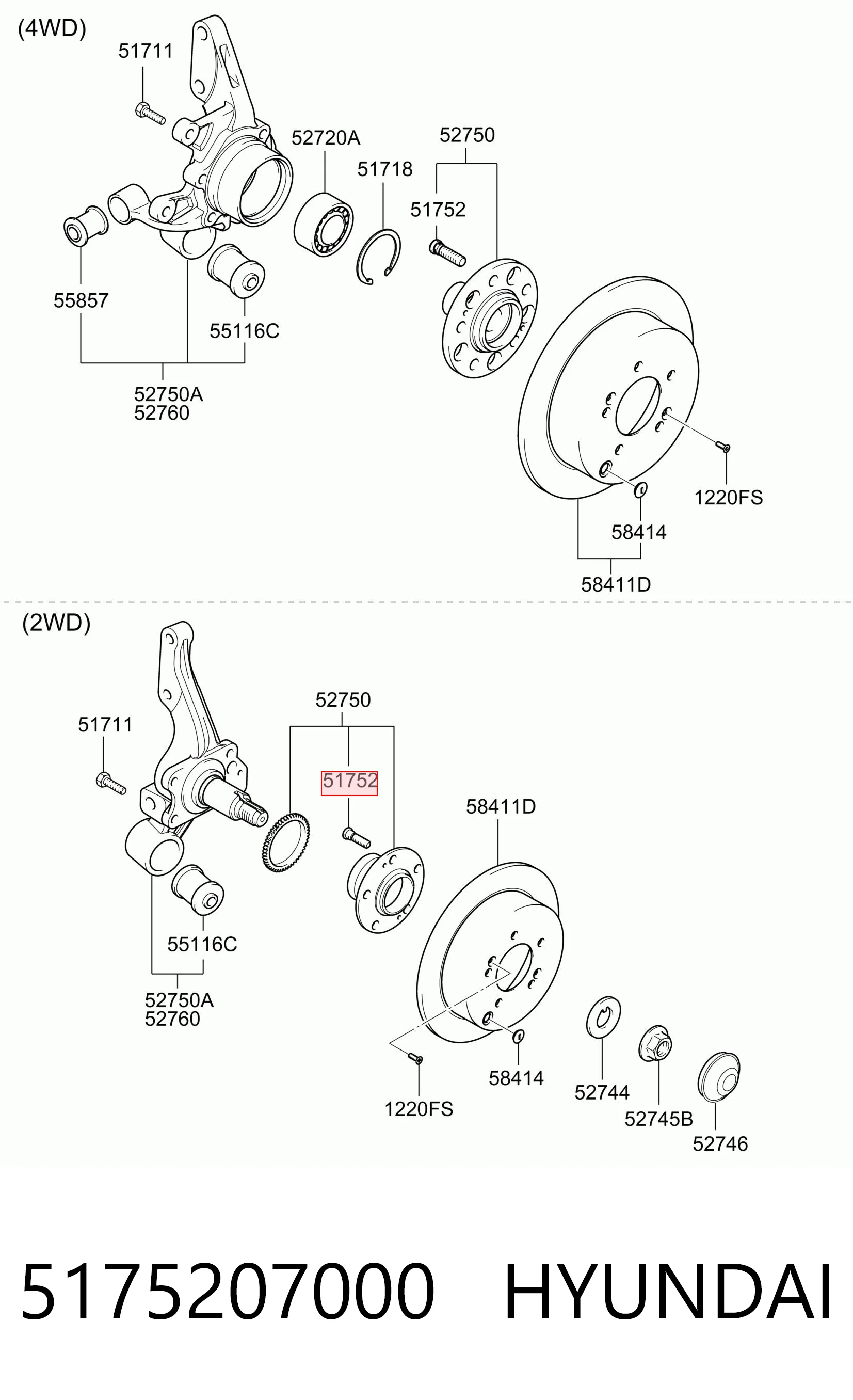 5175207000 Hyundai/Kia Śruba piasty