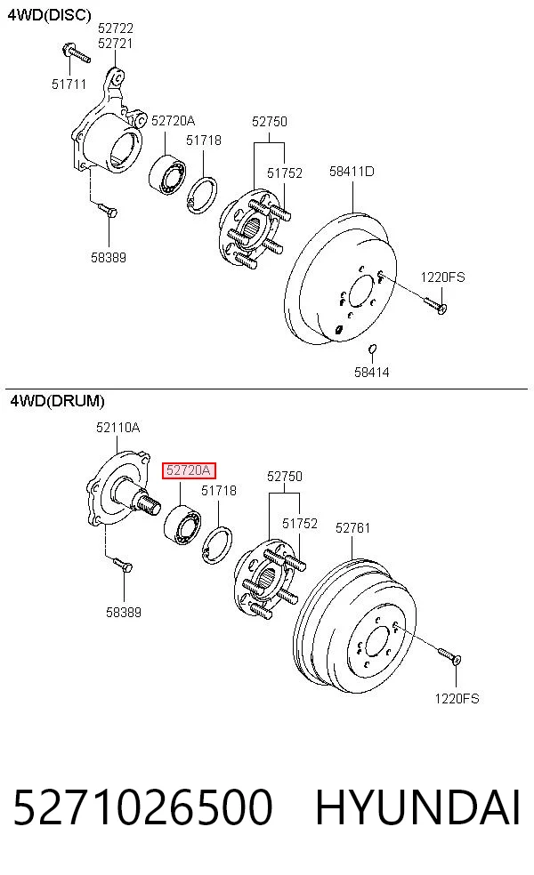 5271026500 Hyundai/Kia Lożysko piasty tylnej