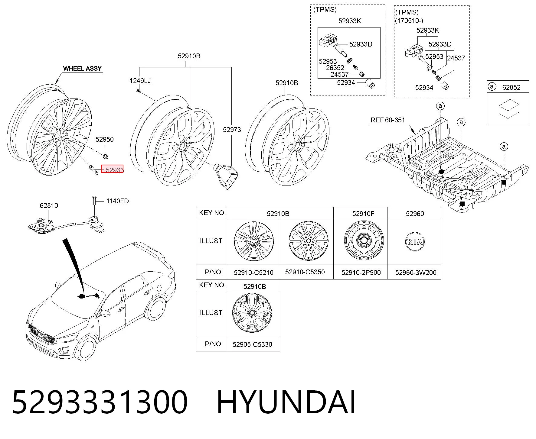 5293331300 Hyundai/Kia Czujnik ciśnienia w oponach