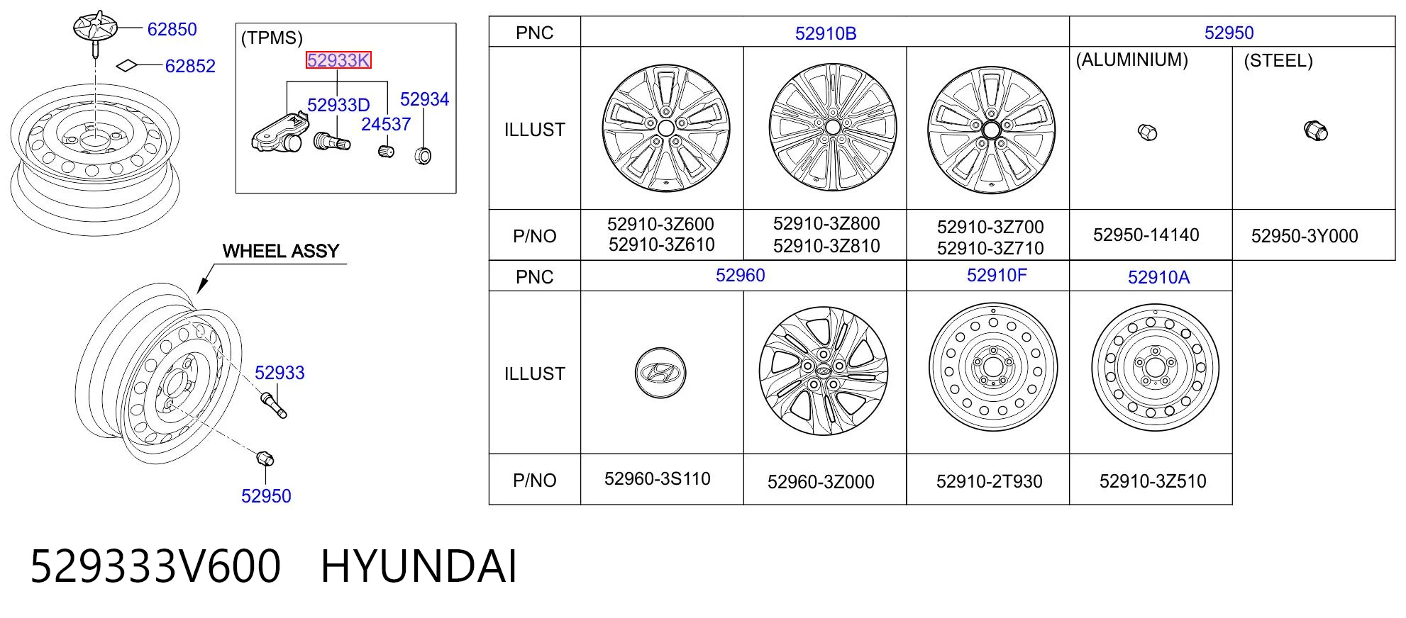529333V600 Hyundai/Kia Czujnik ciśnienia w oponach