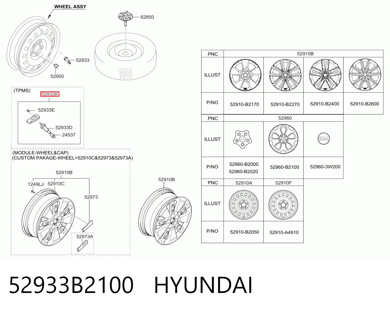 52933B2100 Hyundai/Kia Czujnik ciśnienia w oponach