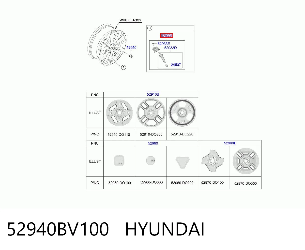 52940BV100 Hyundai/Kia Czujnik ciśnienia w oponach