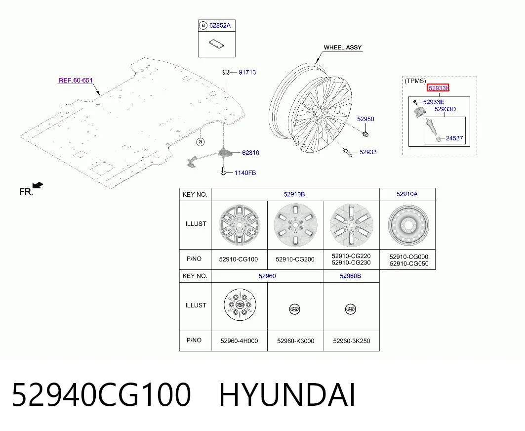 52940CG100 Hyundai/Kia Czujnik ciśnienia w oponach