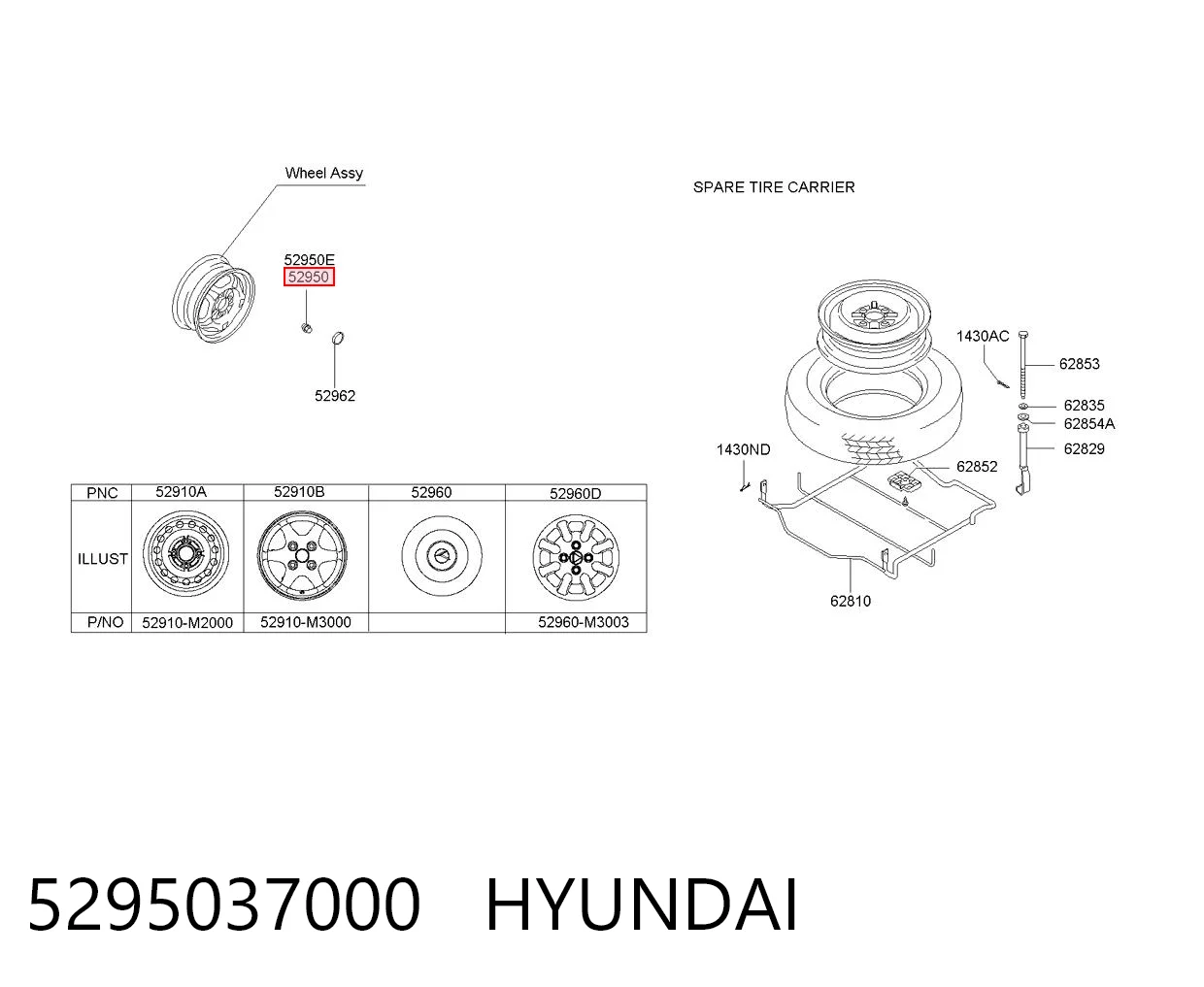 5295037000 Hyundai/Kia Nakrętka koła