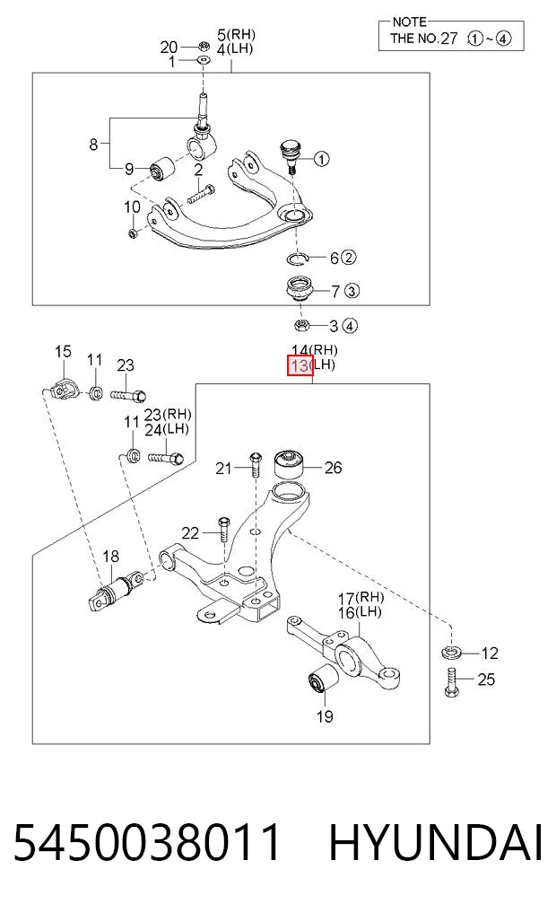 Do koszyka Wahacz zawieszenia przedniego dolny lewy Hyundai Sonata IV EF