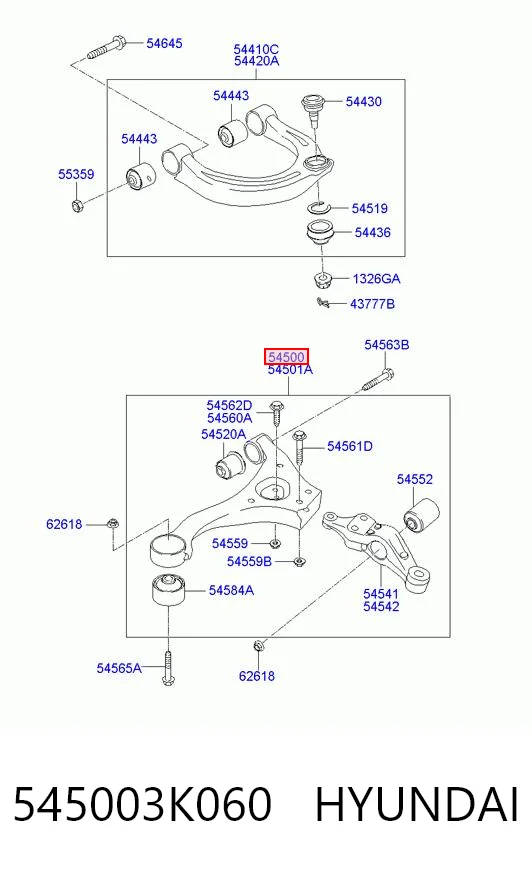 Wahacz zawieszenia przedniego dolny lewy Hyundai Sonata V sedana (NF) (2007 - 2010) cena, od 99,22 USD