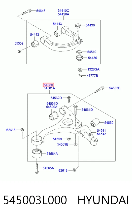 Wahacz zawieszenia przedniego dolny lewy Hyundai Sonata V