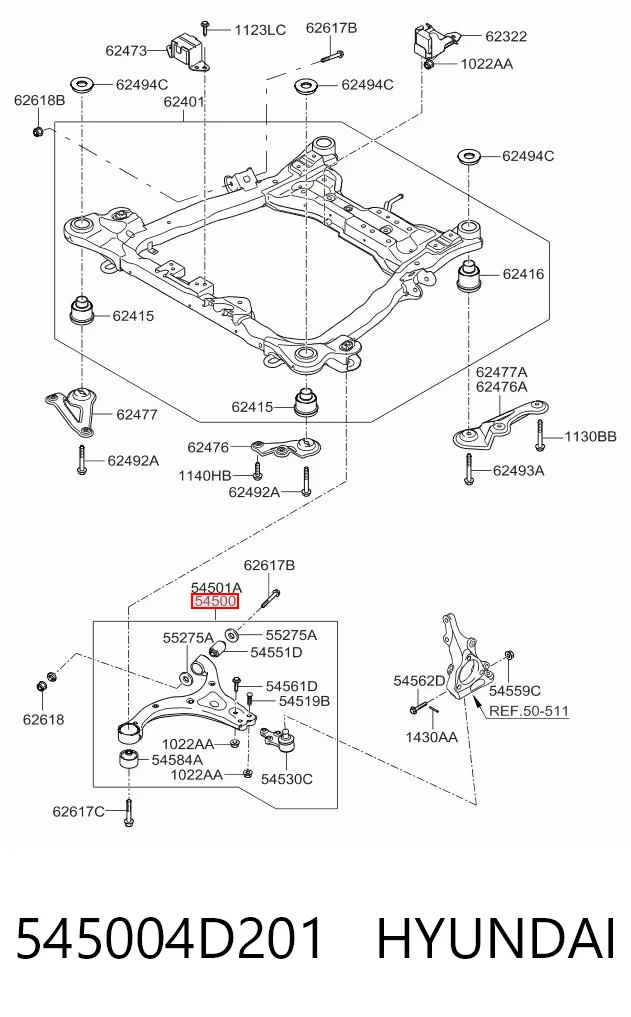 Wahacz zawieszenia przedniego dolny lewy KIA Carnival III