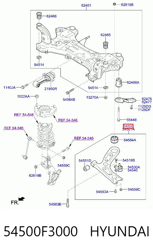 54500F3000 Hyundai/Kia Wahacz zawieszenia przedniego dolny lewy