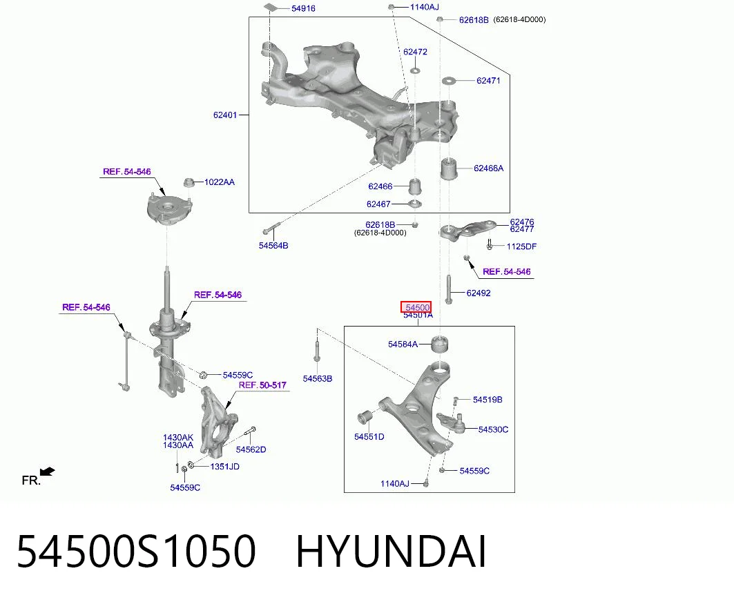 Wahacz zawieszenia przedniego dolny lewy Hyundai Santa Fe IV