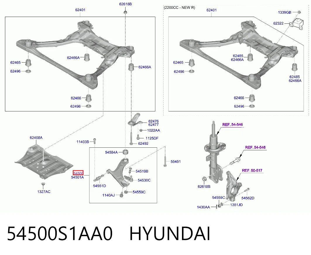 54500S1AA0 Hyundai/Kia Wahacz zawieszenia przedniego dolny lewy