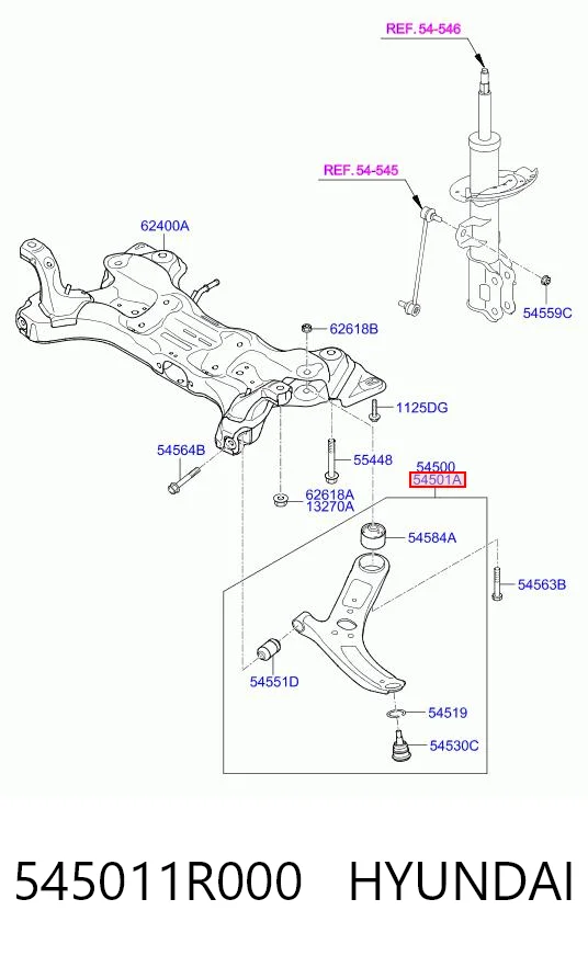 545011R000 Hyundai/Kia Wahacz zawieszenia przedniego dolny prawy