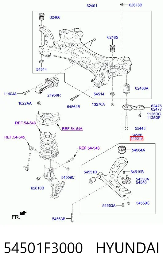 54501F3000 Hyundai/Kia Wahacz zawieszenia przedniego dolny prawy