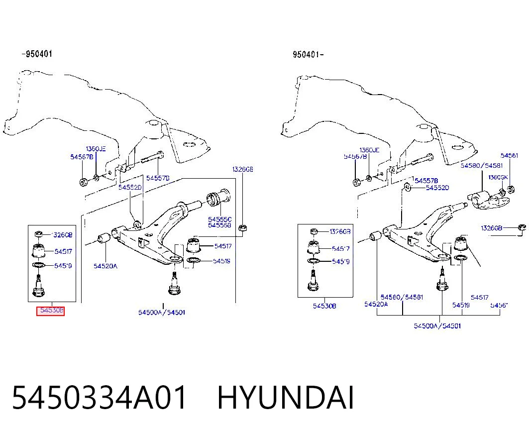 Sworzeń wahacza dolny Hyundai Sonata III