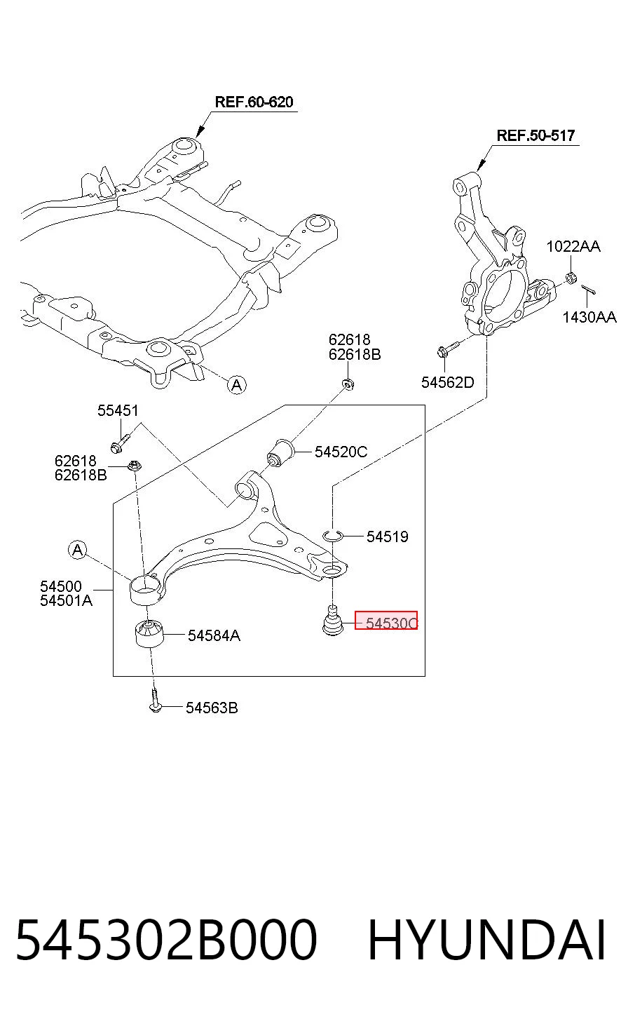 545302B000 Hyundai/Kia Sworzeń wahacza dolny