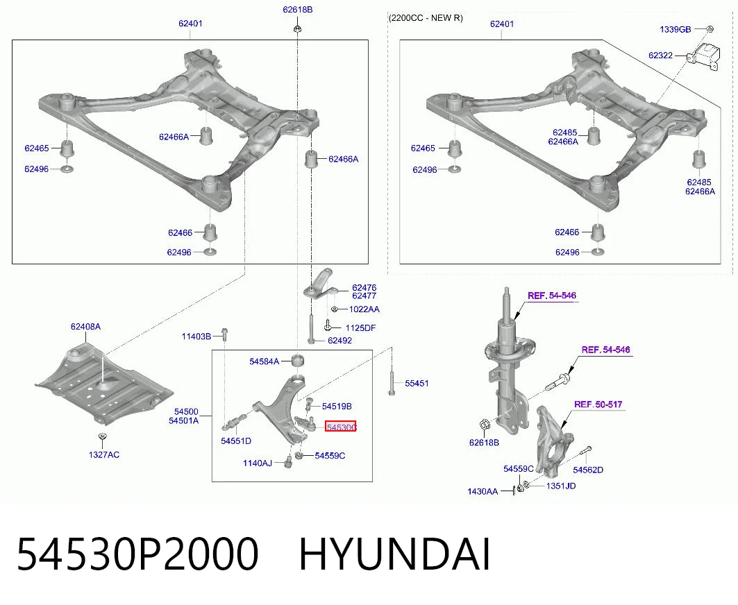 54530P2000 Hyundai/Kia Sworzeń wahacza dolny
