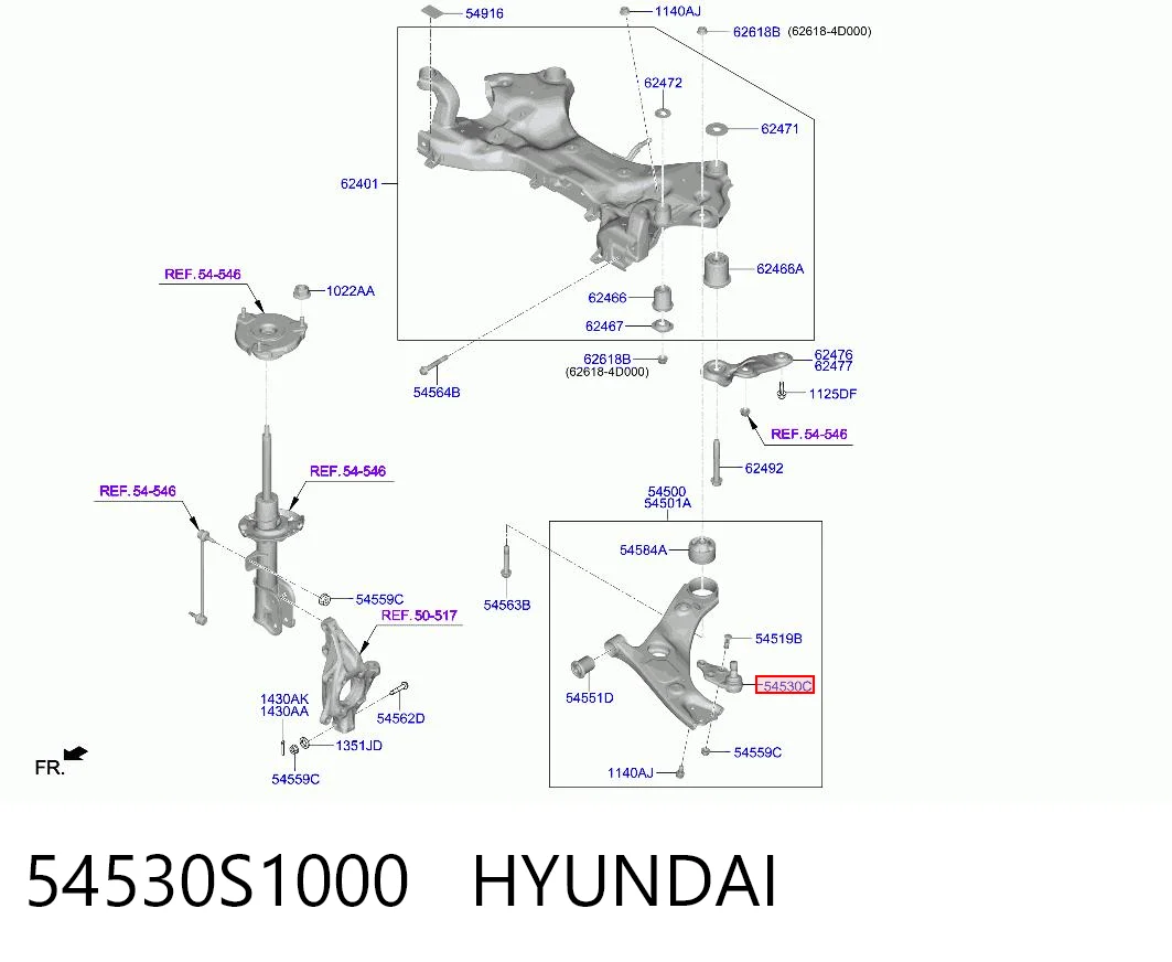 54530S1000 Hyundai/Kia Sworzeń wahacza dolny