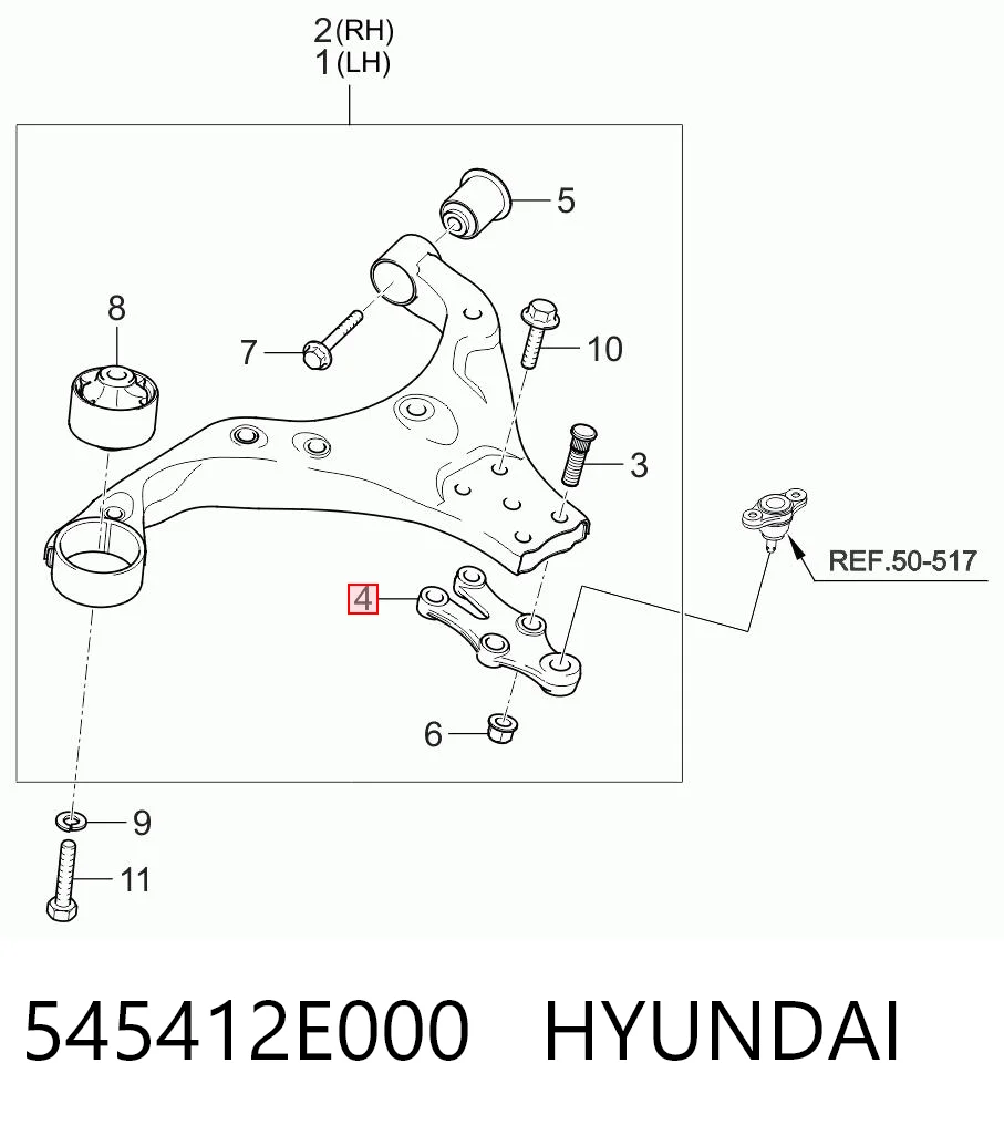 545412E000 Hyundai/Kia Wspornik sworznia wahacza przedniego