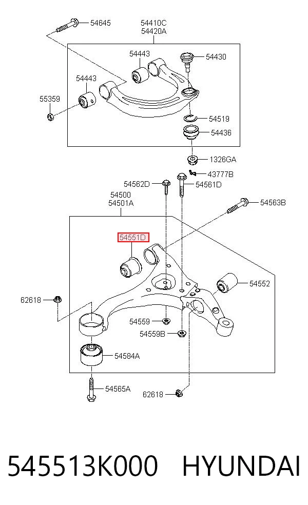 545513K000 Hyundai/Kia Silentblock przedniego wahacza dolnego