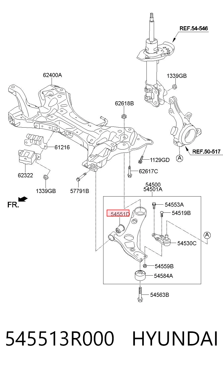 545513R000 Hyundai/Kia Silentblock przedniego wahacza dolnego