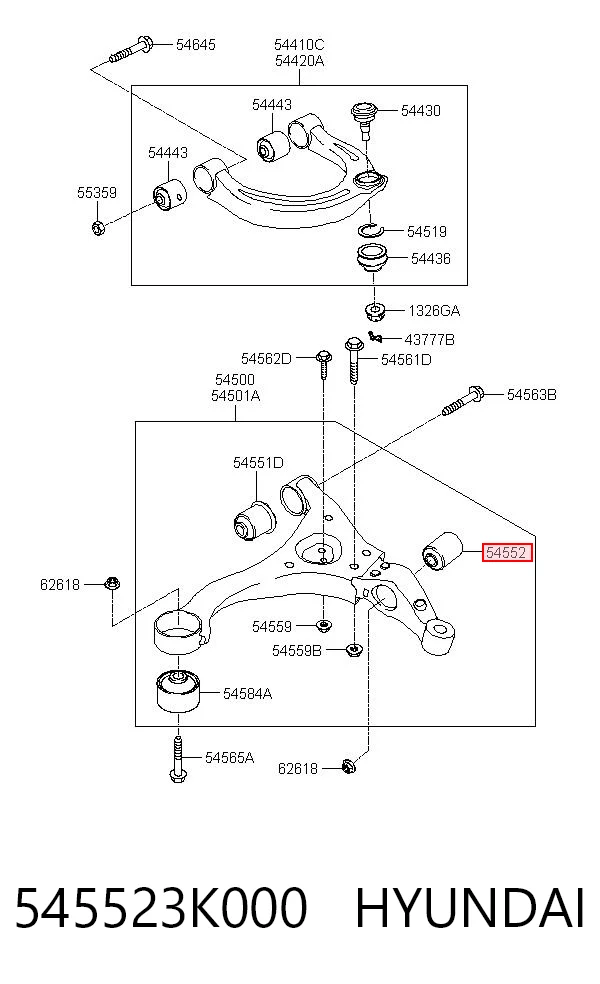 545523K000 Hyundai/Kia Silentblock przedniego wahacza dolnego