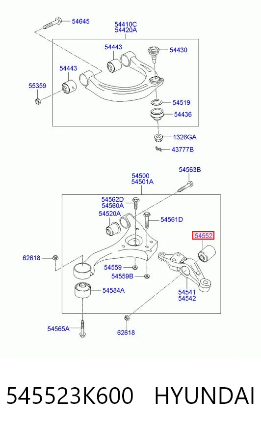 545523K600 Hyundai/Kia Silentblock przedniego wahacza dolnego