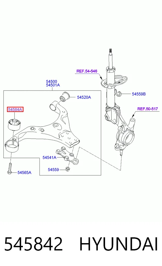 545842 Hyundai/Kia Silentblock przedniego wahacza dolnego