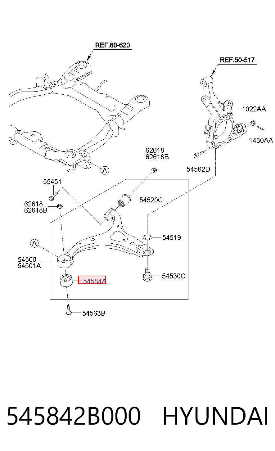 545842B000 Hyundai/Kia Silentblock przedniego wahacza dolnego