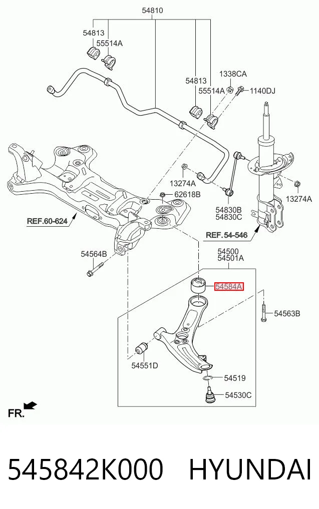 545842K000 Hyundai/Kia Silentblock przedniego wahacza dolnego