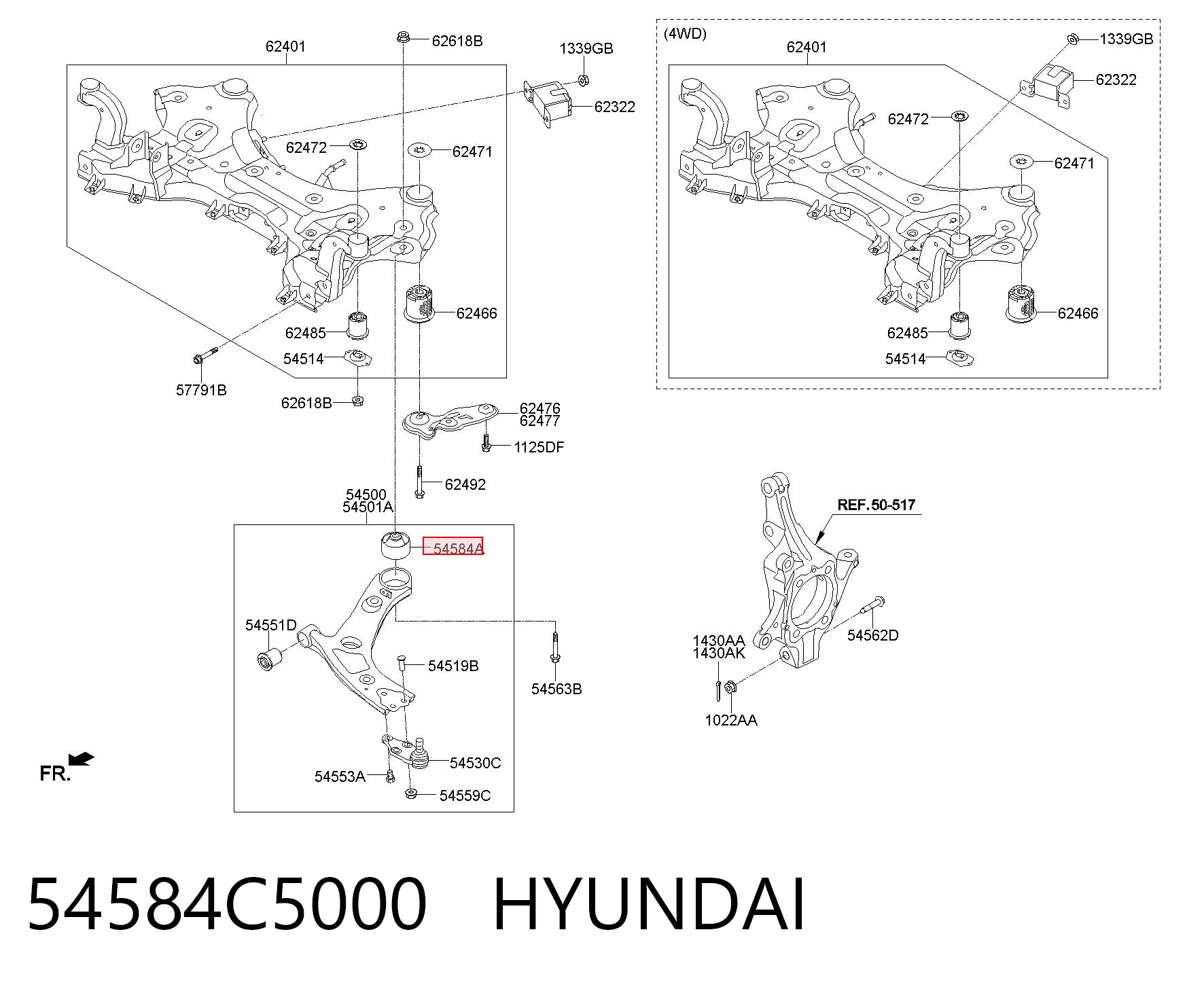 54584C5000 Hyundai/Kia Silentblock przedniego wahacza dolnego