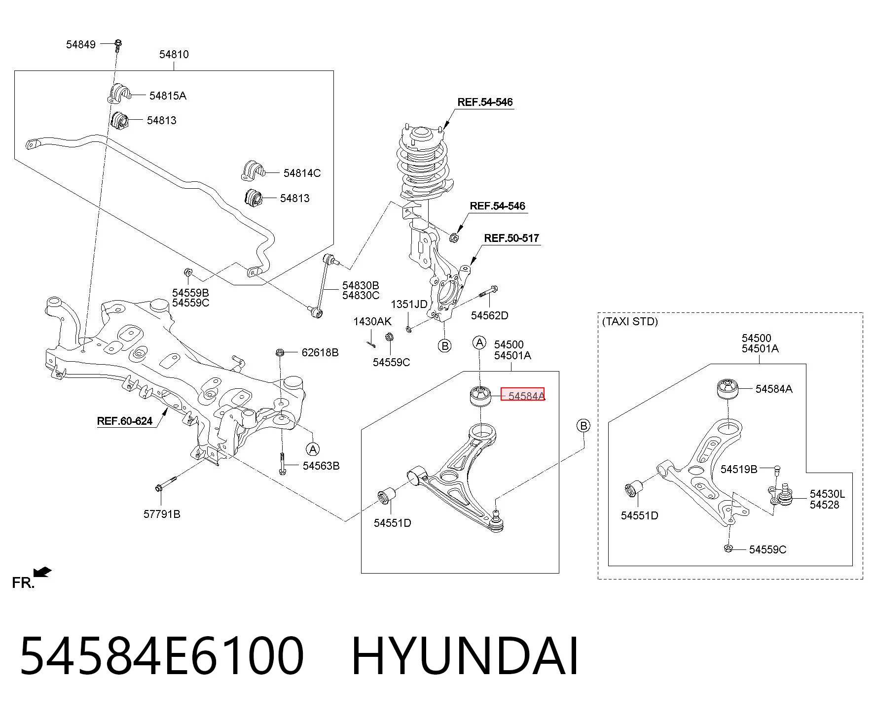 54584E6100 Hyundai/Kia Silentblock przedniego wahacza dolnego