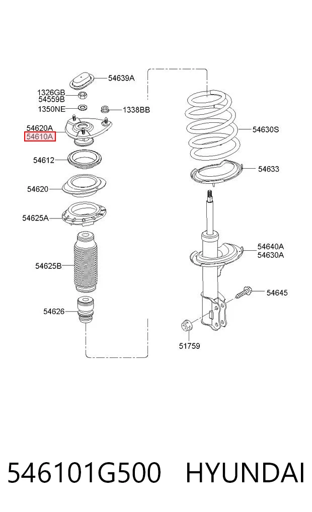 546101G500 Hyundai/Kia Podpora amortyzatora przedniego lewego