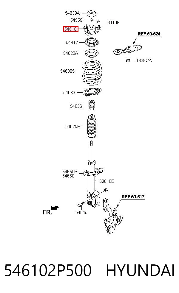546102P500 Hyundai/Kia Poduszka amortyzatora przedniego
