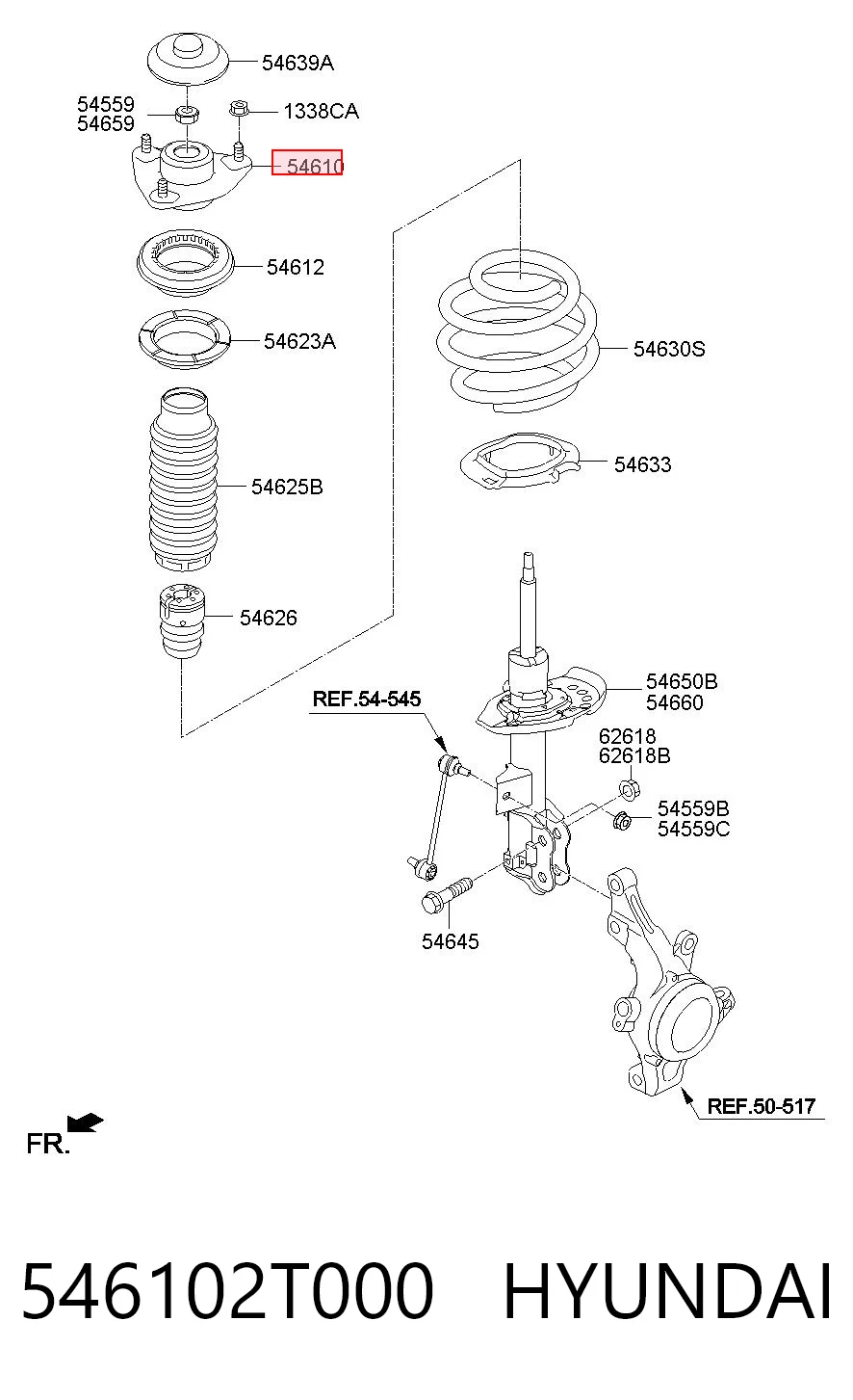 546102T000 Hyundai/Kia Poduszka amortyzatora przedniego