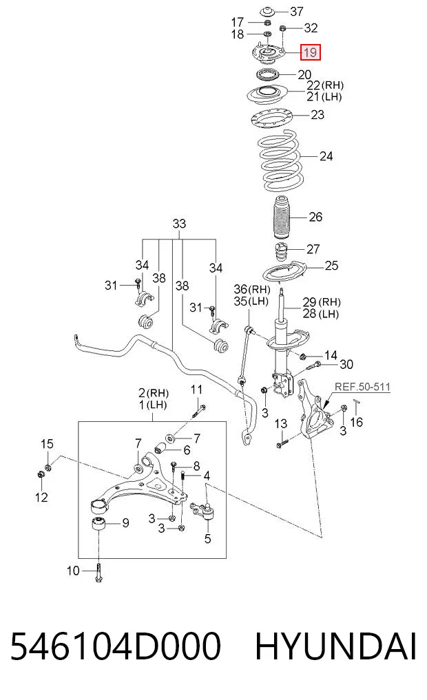 546104D000 Hyundai/Kia Poduszka amortyzatora przedniego
