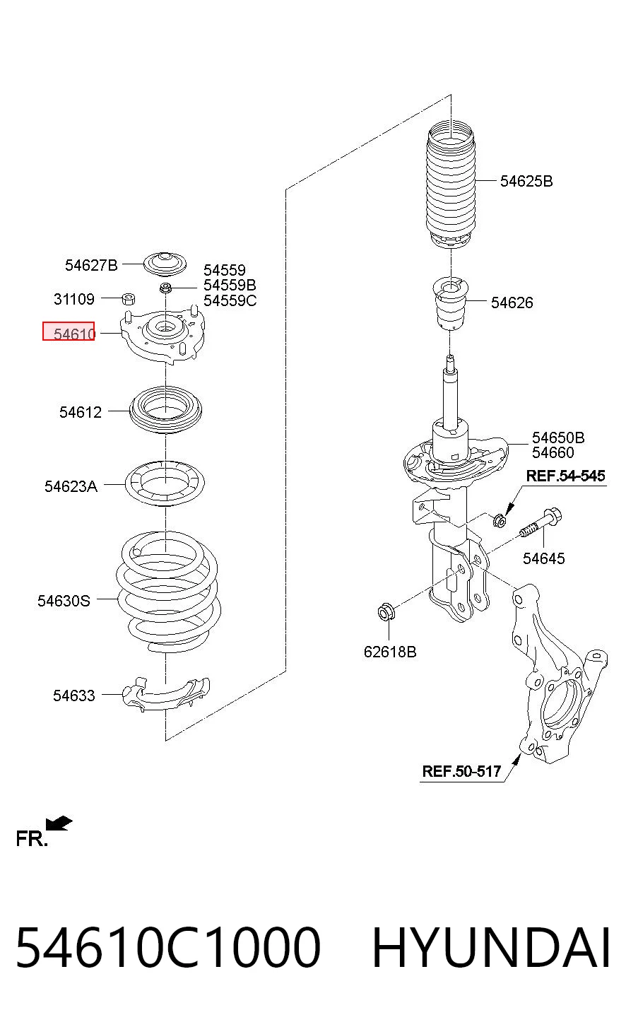 54610C1000 Hyundai/Kia Poduszka amortyzatora przedniego