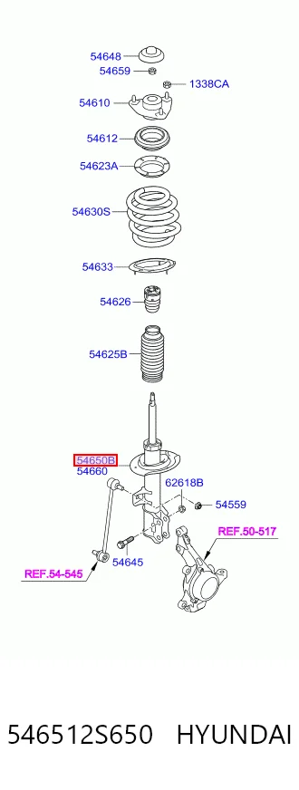 546512S650 Hyundai/Kia Amortyzator przedni lewy