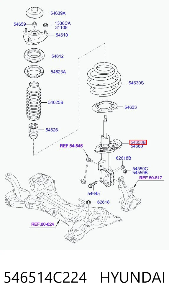 546514C224 Hyundai/Kia Amortyzator przedni lewy