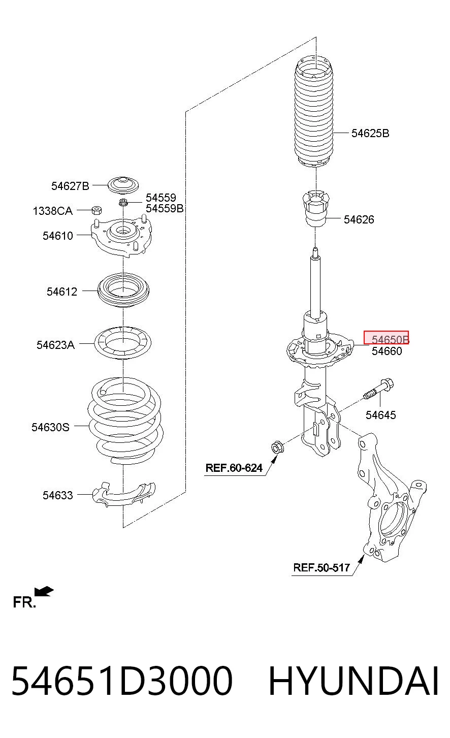 54651D3000 Hyundai/Kia Amortyzator przedni lewy